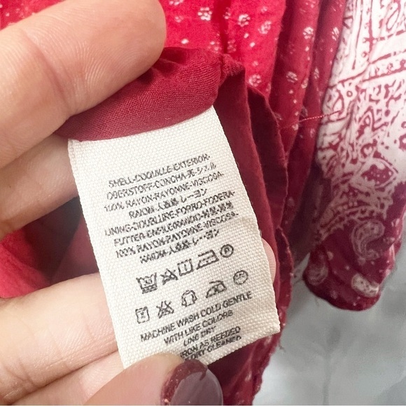 Free People Red Bandana Print Long Sleeve Mini Dress - Picture 3 of 4